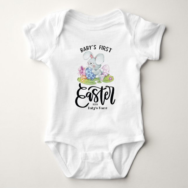 Personalised 1st Easter Baby Clothes Baby Bodysuit (Front)
