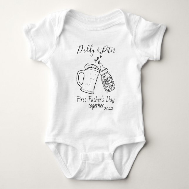 Personalised 1st Father's day matching  Baby Bodysuit (Front)