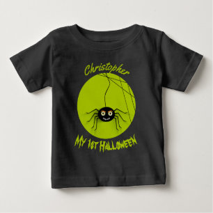 Personalised 1st Halloween Spooky Spider Baby T-Shirt