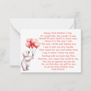 Personalised 1st Mothers Day Card - Poem mother 