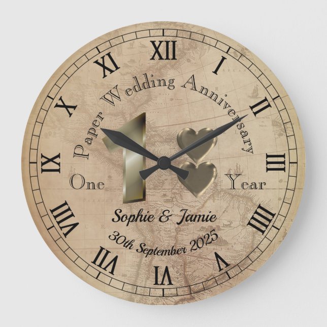 Personalised 1st Wedding Anniversary Gift Clock  (Front)