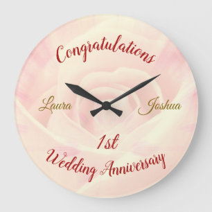 Personalised 1st Wedding Anniversary Large Clock