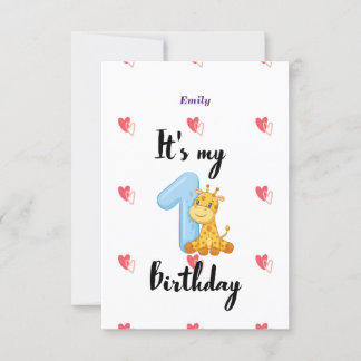 Personalised 1st Year Birthday invitation Card