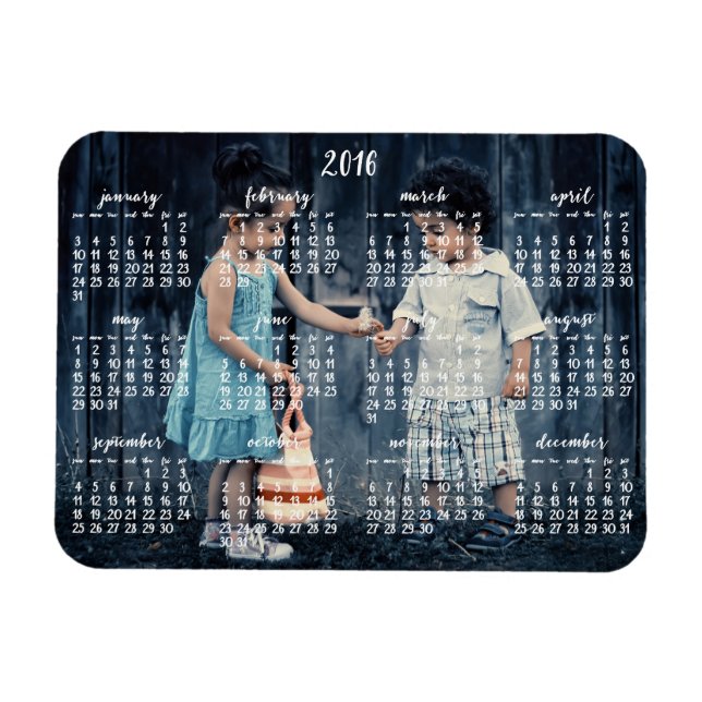 Personalised 2016 Magnetic Calendar 3x4 Magnet (Horizontal)