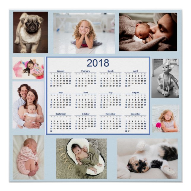 Personalised 2018 Family Photos Calendar Poster (Front)