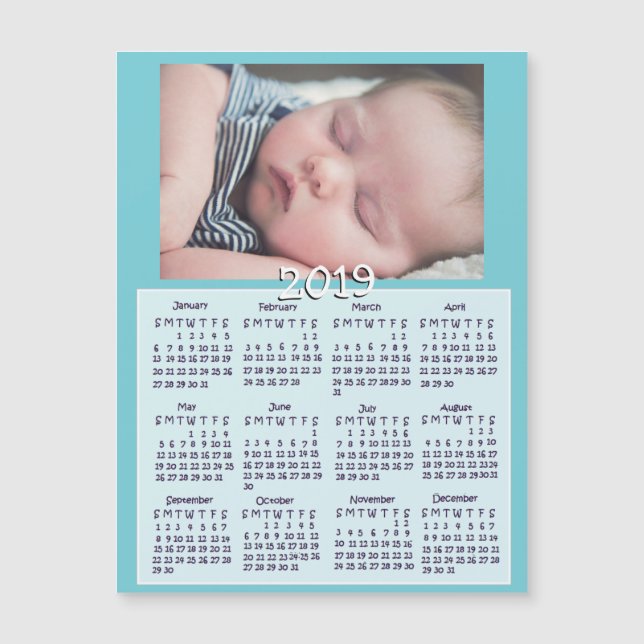 Personalised 2019 Baby Photo Magnet Calendars (Front)