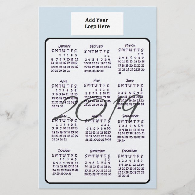 Personalised 2019 Calendar Custom Colour and Logo Flyer (Front)