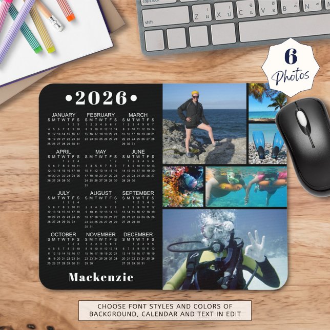 Personalised 2023 Calendar 6 Photo Custom Colour Mouse Pad (Creator Uploaded)