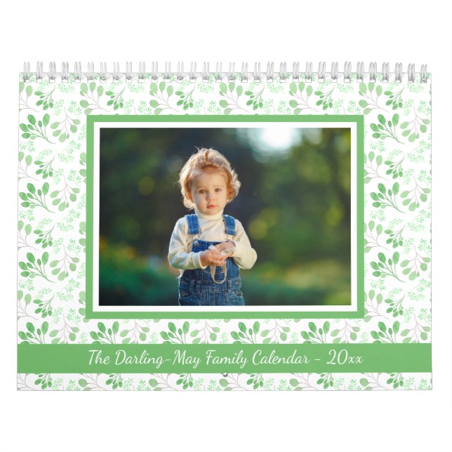 Personalised 2023 Family Photo Leaf Pattern Calendar (Cover)