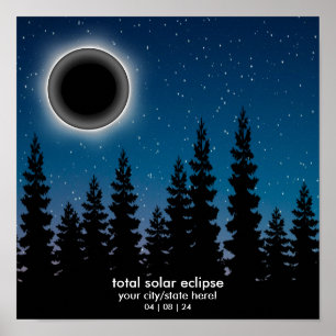 Personalised 2024 Solar Eclipse Souvenir Memento P Poster