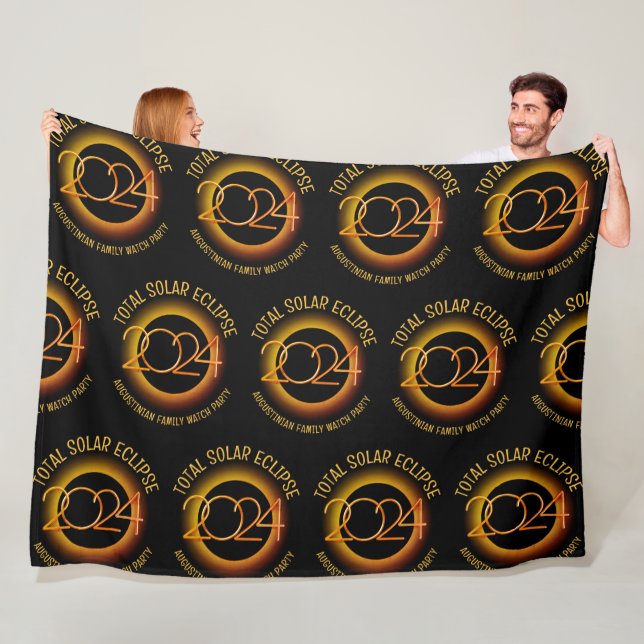 Personalised 2024 TOTAL SOLAR ECLIPSE Family Fleece Blanket (In Situ)