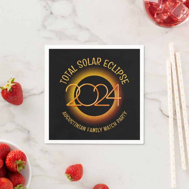 Personalised 2024 TOTAL SOLAR ECLIPSE Paper Napkin (Insitu)