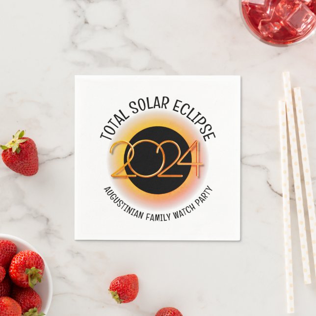 Personalised 2024 TOTAL SOLAR ECLIPSE Paper Napkin (Insitu)