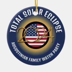 Personalised 2024 TOTAL SOLAR ECLIPSE USA Ceramic Ornament