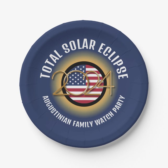 Personalised 2024 TOTAL SOLAR ECLIPSE USA Paper Plate (Front)