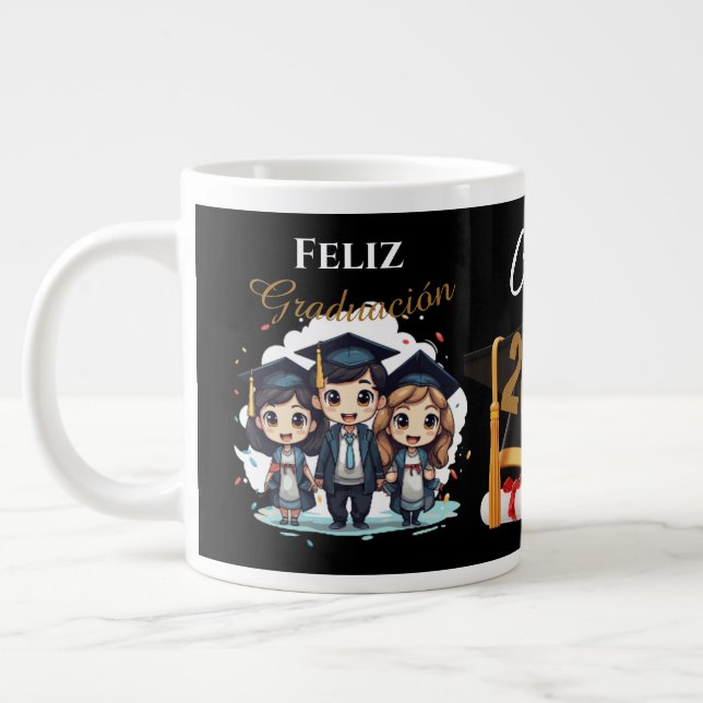 Personalised 2025 Black Gold Graduate Mug (Left)