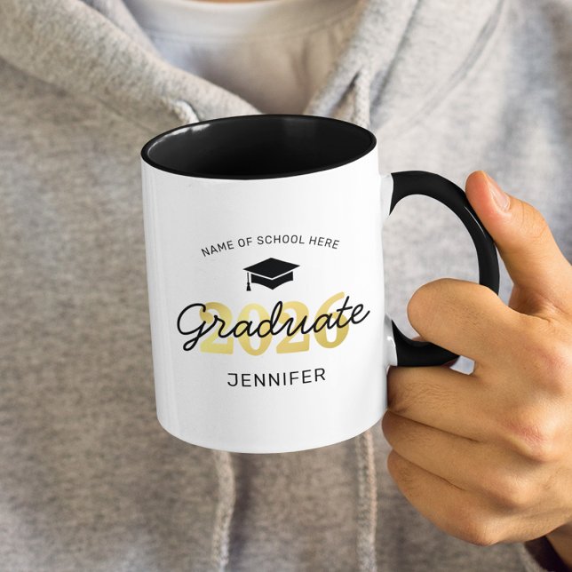 Personalised 2025 Black Gold Graduate Mug (Creator Uploaded)