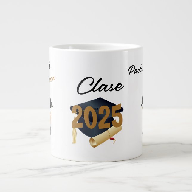Personalised 2025 Black Gold Graduate Mug (Front)