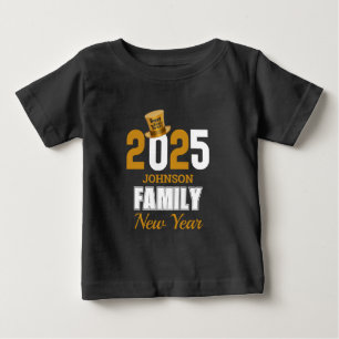 Personalised 2025 Family Name Happy New Year Baby T-Shirt