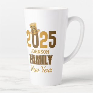 Personalised 2025 Family Name Happy New Year Latte Mug