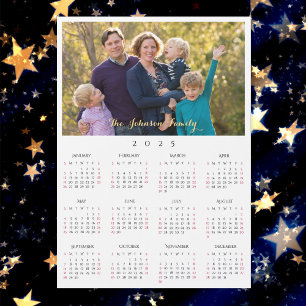 Personalised 2025 Family Name Photo Calendar Card