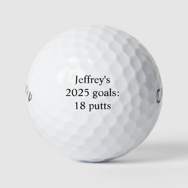 Personalised "2025 goals: 18 putts" funny  golf balls (Front)