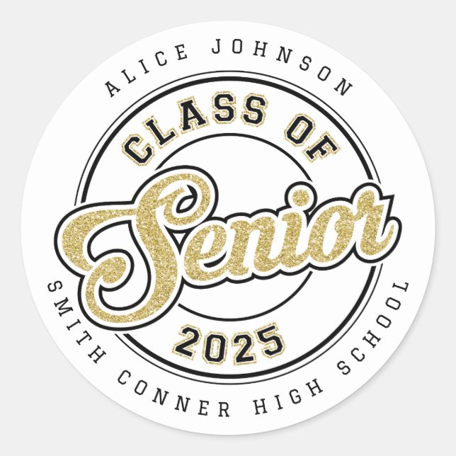 Personalised 2025 Graduation Round Stickers (Front)