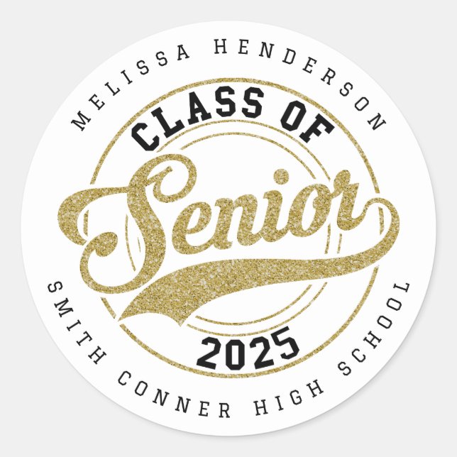 Personalised 2025 Graduation Round Stickers (Front)