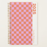 Personalised 2025 Retro Pink Orange Chequerboard Planner<br><div class="desc">Get ready for a stylishly organised year with this personalised 2025 retro pink and orange chequerboard planner! The vibrant chequerboard pattern in bold pink and orange adds a fun, vintage touch that’s perfect for keeping your days bright and exciting. Customise it with your name for a personal flair, and enjoy...</div>