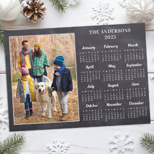 Personalised 2025 Rustic Family Photo Calendar Holiday Card