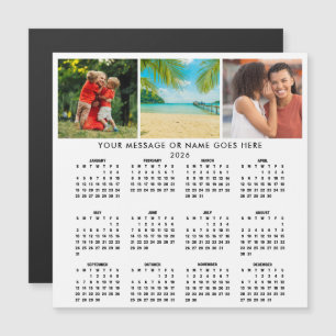 Personalised 2026 Calendar 3 Photo Collage Magnet