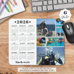 Personalised 2026 Calendar 6 Photo Custom Colour Mouse Pad<br><div class="desc">Personalised 2026 Calendar 6 Photo Custom Colour Mouse Pad. Create your own personalised, custom colour photo calendar mouse pad featuring a 2026 year-at-a-glance calendar and an easy-to-upload photo collage template featuring 6 pictures in various shapes and sizes, both horizontal and vertical to accommodate a wide variety of photo subjects. Personalise...</div>
