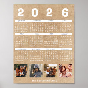Personalised 2026 Calendar Family Photo Collage Poster