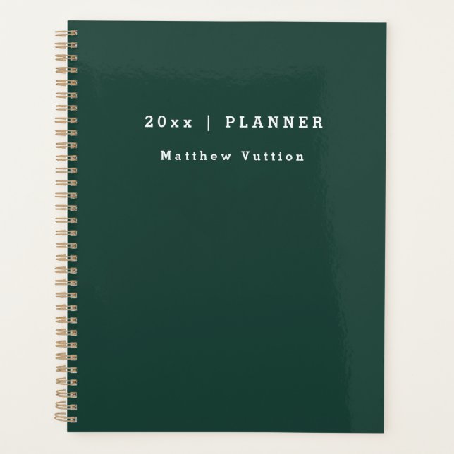 Personalised 2026 Emerald Weekly Monthly  Planner (Front)