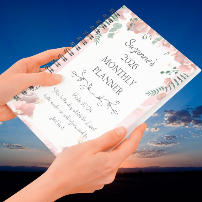 Personalised 2026 Pink Floral Psalm Christian Planner (Personalized 2026 Pink Floral Psalm Christian Planner)