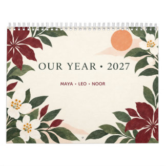 Personalised 2027 Botanical Family Wall Calendar
