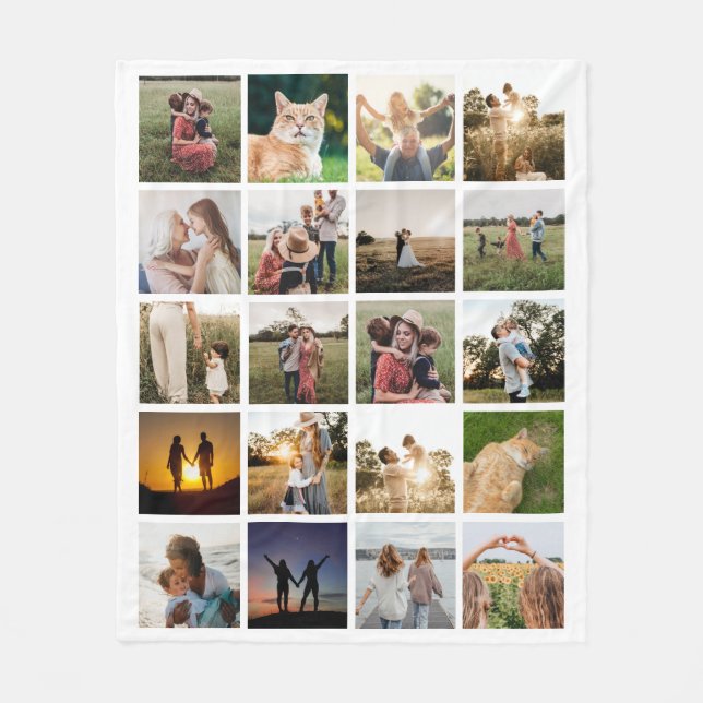 Personalised 20 Photo Collage Fleece Blanket (Front)