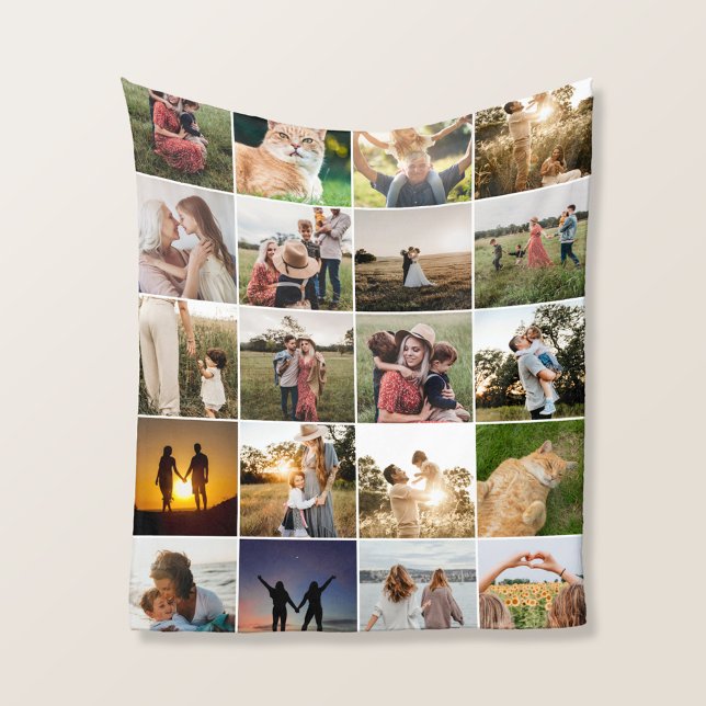 Personalised 20 Photo Collage Fleece Blanket (Creator Uploaded)