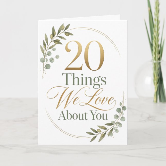 Personalised 20 Things We Love About You Gift Card (Front)