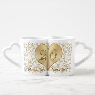 Personalised 20 Year Wedding Anniversary Gift Mugs