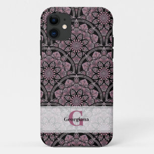 Personalised 20s Dusky Rose Floral Fronds Mandala iPhone 11 Case
