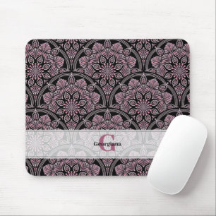 Personalised 20s Dusky Rose Floral Fronds Mandala Mouse Pad