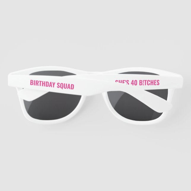 Personalised 20th 30th 40th 50th Birthday Squad Sunglasses (Back)