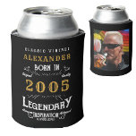 Personalised 20th Birthday Add Name Year Photo Can Cooler<br><div class="desc">Personalised birthday add any year and name can cooler. Edit the name, year and photo with the template provided. A wonderful custom black birthday idea. More gifts and party supplies available with the "Legendary" design in the store. More gifts and party supplies available with the "Legendary" design in the store....</div>