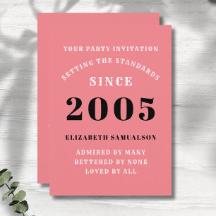 Personalised 20th Birthday Add Your Name Pink Invitation