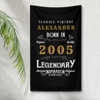 Personalised 20th Birthday Born 2005 Vintage Black