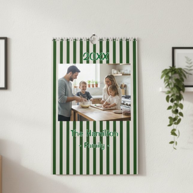 Personalised 20XX Wall Calendar - Green Striped  (Creator Uploaded)