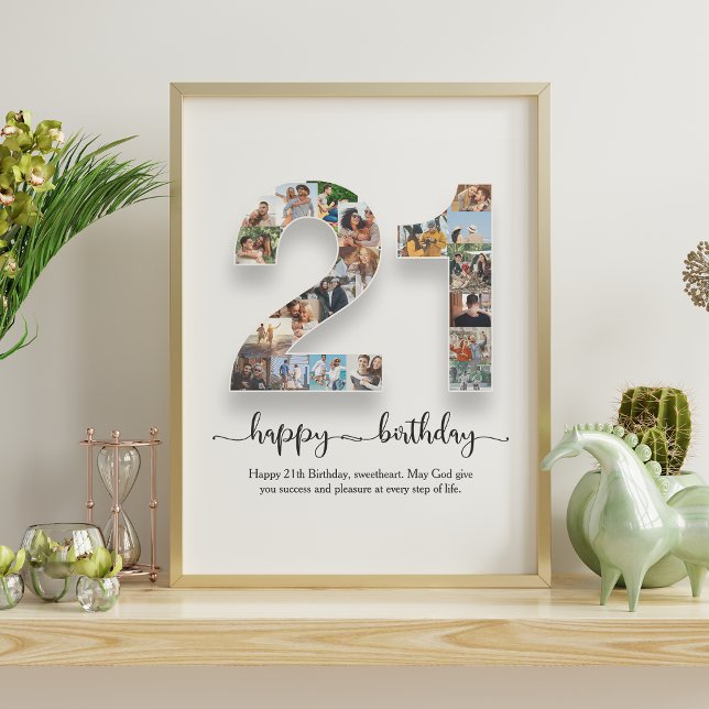 Personalised 21 Birthday Photo Collage Poster (Creator Uploaded)