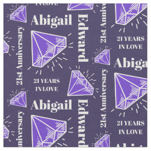 Personalised 21st Anniversary purple iolite gem Fabric