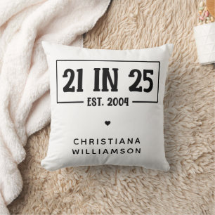 Personalised 21st Birthday 21 IN 25 Est 2004 Cushion